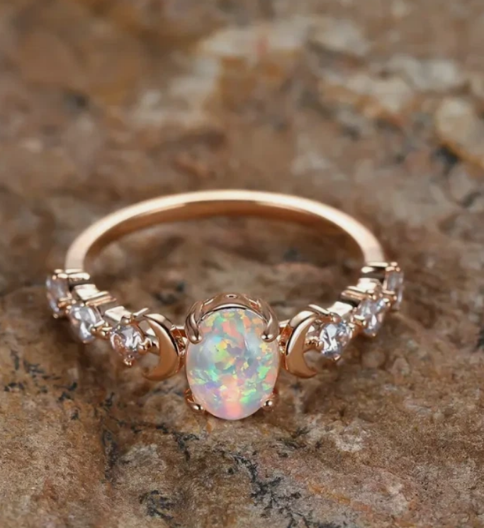 Opal Ring SIZE 8 , Synthetic Engagement Wedding ring Jewellery & Watches (0134)